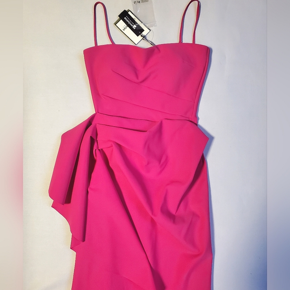 NWT$1,090 Chiara Boni Glicheria Pink Pleated Strapless Ruffle Gown Dress Sz 4 - Picture 9 of 16